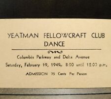 1949 Cincinnati Ohio Masonic Dance Invitation Card Yeatman Fellowcraft Masons picture