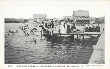 c.1905 Bathing from Dock off Benjamin's Pavilion Bay Shore LI NY post card picture