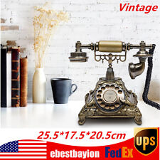 Antique Vintage Handset Old Telephone European Style Rotary Dial Phone Gold New picture