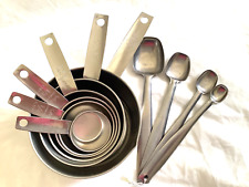 10 Pc  Vtg Set~6 Foley Stainless Measuring Cups 1/8-2 Cup & 4 Long handle spoons picture
