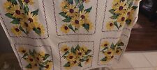 Vtg 1950's Cotton Tablecloth Large Yellow Daisies 52x48 Excellent picture