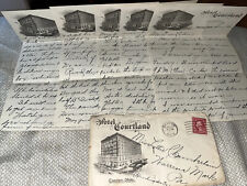 Antique 1921 Letter on Hotel Courtland Letterhead Canton Ohio OH to Pennsylvania picture
