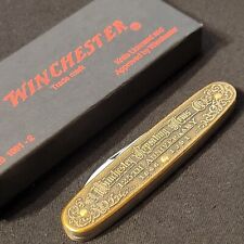 Winchester Knife USA 1991 Repeating Arms 125th Anniversary Brass Handle picture