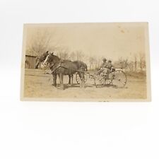 Vintage 1910s RPPC Real Photo Postcard Horse Buggy Horse Team Real Photo UNP picture