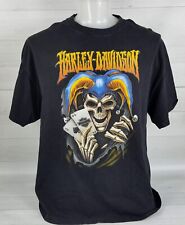 Harley Davidson Motorcycle 2XL T-Shirt Skeleton Jester Joker Poker Ace Spades IL picture
