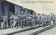 CHAMPAGNE GEFANGENE FRANZOSEN von der ABFAHRT-1916 FELDPOSTE WW1 PHOTO POSTCARD picture