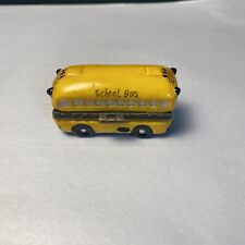 Vintage Hinged Trinket Box Nomoges Yellow School Bus Good Condition picture