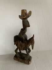 Vintage Mexican South American Hand Carved￼ Wooden Man on Horse Donkey picture