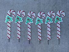 1991 Vintage Christmas Candy Cane Sign Yard Art Decorations Klein Inc. Set Of 6 picture