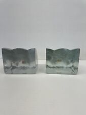 Vintage Mcm Blenko  Glass Clear Waterfall Bookends picture