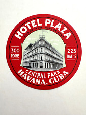 Vintage 1940-50's Hotel Plaza Central Park Havana Cuba Hotel Luggage Label picture