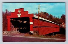 Dreibelbis Station PA-Pennsylvania, Covered Bridge, Greetings Vintage Postcard picture