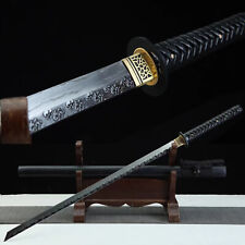 Black Ninjato Damascus Steel Katana Japanese Samurai Straight Sword Razor Sharp picture