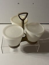 VINTAGE TUPPERWARE BROWN CONDIMENT CADDY SERVER SET WITH BOWLS AND LIDS #757 C picture