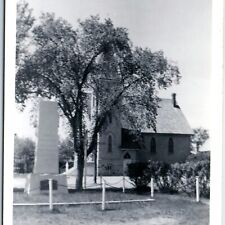 c1940s Gilbert Plains, Manitoba RPPC United Church & WWII Cenotaph Monument A106 picture