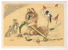 1966 Fairy Tale Fanny WOLF BUNNY MARPLE Ski is broken ART RUSSIAN POSTCARD Old picture