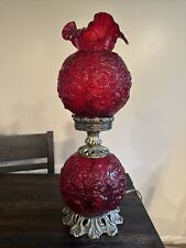 Fenton Ruby Red Gone With The Wind Poppy Lamp Rare  picture
