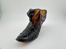 Vintage (possibly Fenton) Amber Glass Shoe with Cat Head picture
