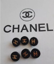 6 CHANEL BUTTONS BLACK - GOLD CC LOGO   VINTAGE AUTHENTIC RARE.size 15 mm picture