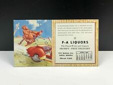 VINTAGE F-A LIQUORS LAWSON WOOD SOME PICKUP MARKETING CALENDAR 1952 picture