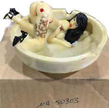 Vintage Pin Up Lady Ceramic Ashtray Risque Nude Latina? MCM? Tattoo Ink picture