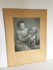 VTG Antique LARGE Cabinet Photo 1940s 1950s Lady Female Boxer Dog Amarillo Texas picture