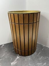 VTG Ransburg MCM Waste Basket Walnut Paneled Trash Can Mid-Century Modern 12x8” picture