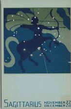 Vintage SAGITTARIUS Zodiac Birthday Greetings Postcard Sheehan / Screen-Printed picture