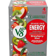 V8 SPARKLING +ENERGY Strawberry Kiwi Energy Drink, 11.5 fl oz Can Pack of 4 picture