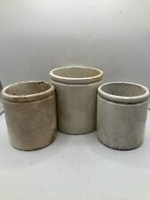 3 Old Super Stained And Crazed Jars And Pots (N) picture