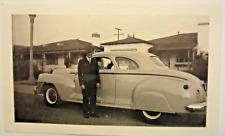 1942 CHRYSLER Coupe, WWII blackout model and man, B&W photo, 4 5/8