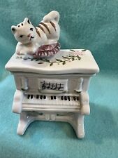 VERY RARE VINTAGE~ SCHMID SPINNING CAT ON PIANO MUSIC BOX-PORCELAIN picture