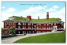 c1950's Grand View Hospital Building road Entrance Ironwood Michigan MI Postcard picture