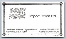 Vintage Business Card Ivory Moon Import Export Laguna Beach California picture