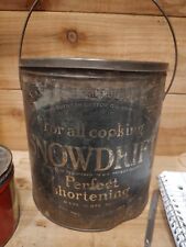 Vintage Snowdrift Shortening 8 Inch Tall 8 lb. Tin Can earlier 1900's until 1950 picture