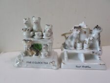  ANTIQUE 2 figurines German CONTA  BOEHME Cats Five  O'clock Tea & Good Templars picture