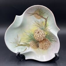 Hand Painted Candy Trinket Dish Pinecones Evergreen Artist Signed Longfellow picture