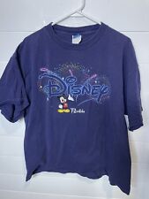 VINTAGE WALT DISNEY WORLD Embroidered Purple T-SHIRT MICKEY Large picture