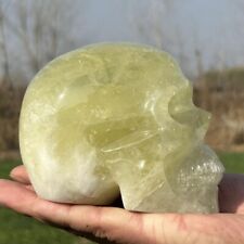 2.74LB Natural Citrine Skull Hand Carved Quartz Crystal Skull Healing Repair picture