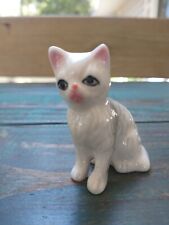 Vintage White/Gray Miniature Genuine Bone China Cat Figurine Taiwan picture