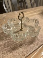 Vintage Crystal Dish Gold Center Handle picture