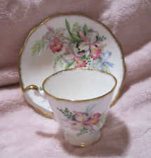  Roslyn Fine Bone China Sweet Romance Tea Cup&Saucer Demi Set Hand Painted 1950s picture