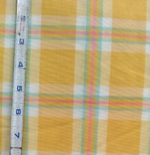 cotton fabric vintage 5 yards yellow & pastel check Galey & Lord Burlington NOS picture