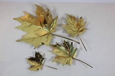 Vtg Lot of 4 Brass Leaves Wall Hangings Plaque Scatter Maple Leaf FLAW picture