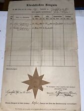 Antique 1865 - 1892 German Church Testimony Record: Birth Marriage Christening picture
