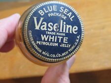 vintage Blue Seal Vaseline White Petroleum Jelly 1 3/4OZ Jar Bottle advertising  picture