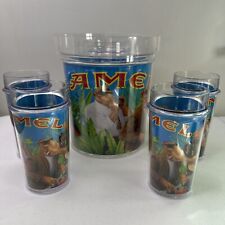 Vtg 90’s Smokin' Joe Camel Set of 4 Plastic Tumbler Cups+ Ice Bucket USA Made picture