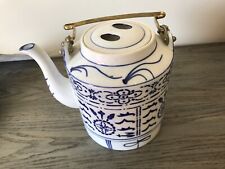 Vintage Tea Pot Kettle Asian Chinese Blue & White Floral 6.5