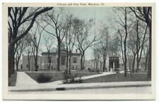 Mendota IL Library and City Park Postcard Illinois picture