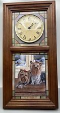 Danbury Mint Yorkie Dog Stained Glass Four Seasons Clock Hidden Jewelry Box picture